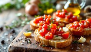 Recette facile de bruschettas à la tomate et à l'ail