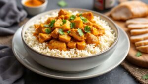Recette de riz blanc à la sauce poulet et curry : saveurs exotiques au menu
