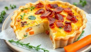 Quiche Boursin, bacon et Carottes : recette Savoureuse