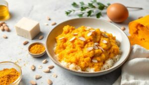 Risotto courge butternut, curcuma et amandes : recette savoureuse