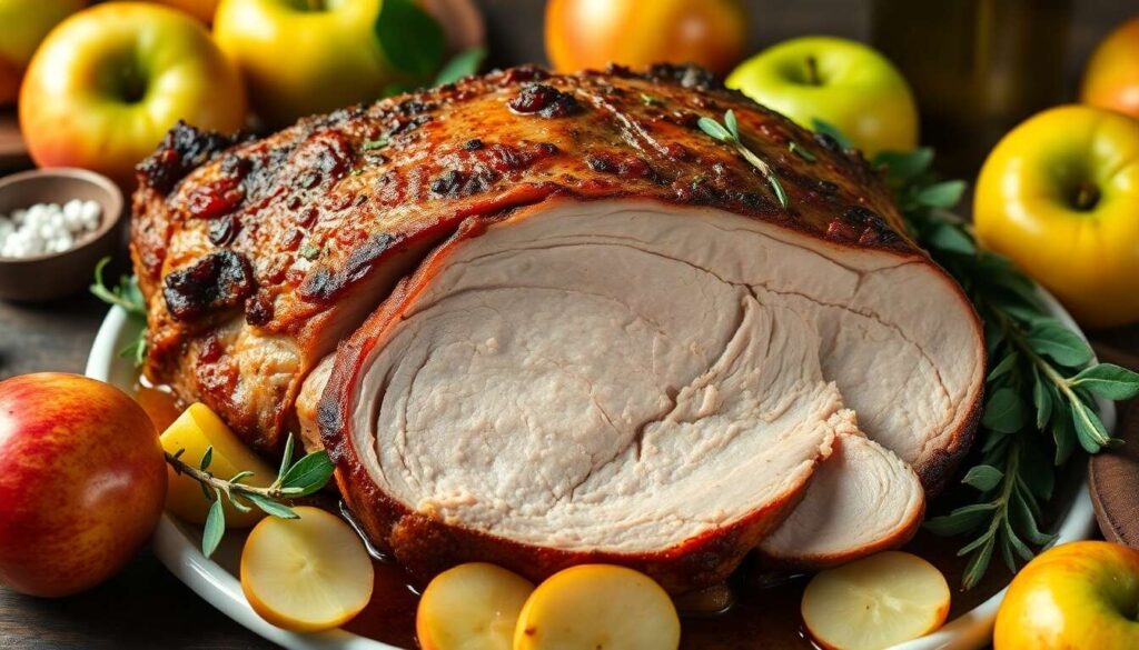 Rôti de porc aux pommes et cidre : recette savoureuse