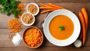 Soupe de lentilles corail et carottes : recette savoureuse et facile