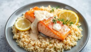 Filet de saumon : recette de sauce légère au citron et riz mélangé