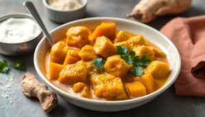 Curry de poulet et butternut au lait de coco : recette exotique facile