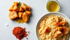 Poulet épicé et semoule en bouillon : recette savoureuse