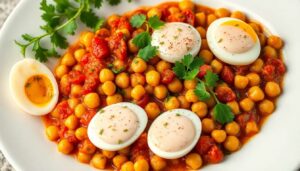 Chakchouka aux pois chiches : recette savoureuse et épicée