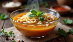 Bouillon de poulet aux vermicelles : savoureuse recette maison