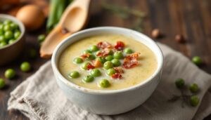 Soupe de petits pois aux lardons : recette savoureuse et facile