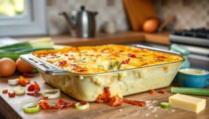 Recette gourmande du jour : un gratin à la fondue de poireaux et aux lardons, le plat familial facile à réaliser