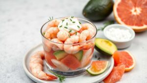 Verrines crevettes, avocat et pamplemousse rose : une entrée fraîche et gourmande