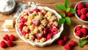 Crumble aux framboises facile et délicieux