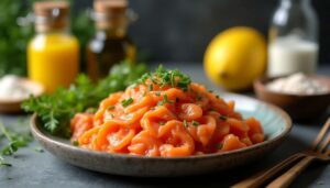 Recette facile : tartare de saumon, mangue et ciboulette