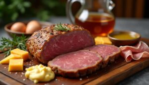 Rôti de bœuf Orloff au cheddar et jambon cru : découvrez la recette savoureuse