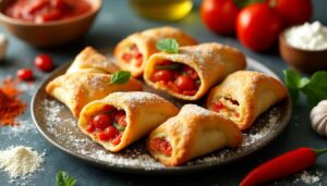 Cocas algériennes à la frita : chaussons aux poivrons et tomates