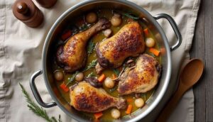 Coq au vin blanc d’Alsace : recette traditionnelle savoureuse