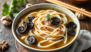 Soupe aux nouilles et champignons noirs : recette savoureuse