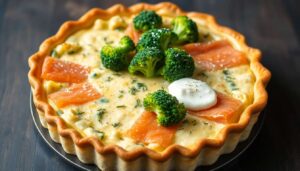 Quiche au saumon et brocolis : recette savoureuse et simple