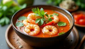 Soupe thaï aux crevettes : recette facile et savoureuse