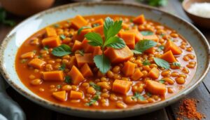 Dahl de lentilles corail et patate douce : recette savoureuse