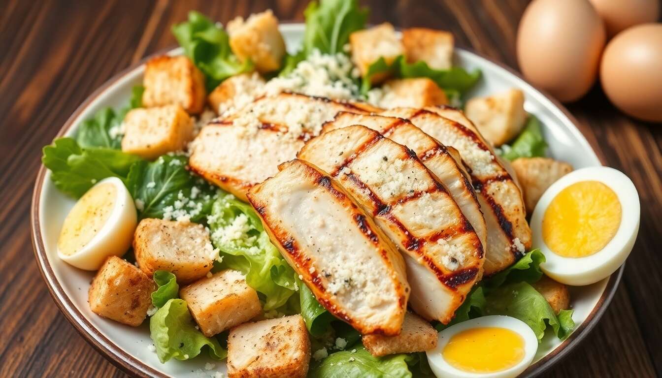 Délicieuse salade Caesar au poulet