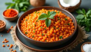 Lentilles corail au curry et coco : recette savoureuse