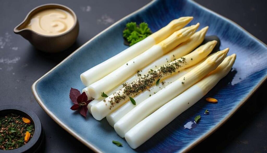 Asperges blanches : sauce mousseline onctueuse