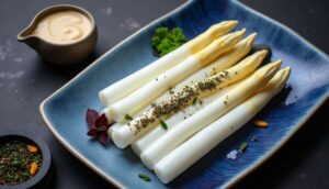 Asperges blanches : sauce mousseline onctueuse