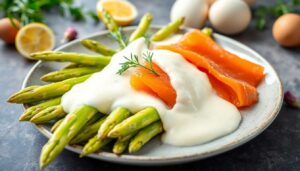 Asperges au saumon, sauce mousseline : recette savoureuse