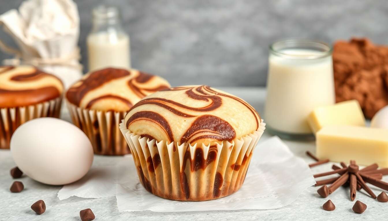 Muffins marbrés vanille chocolat : recette gourmande et facile