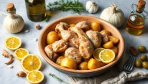 Tajine de poulet : recette au citron confit et pommes de terre