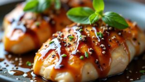 Blancs de poulet sauce miel et balsamique : recette savoureuse