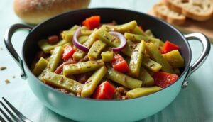 Poêlée de haricots plats, pommes de terre et lardons : recette facile
