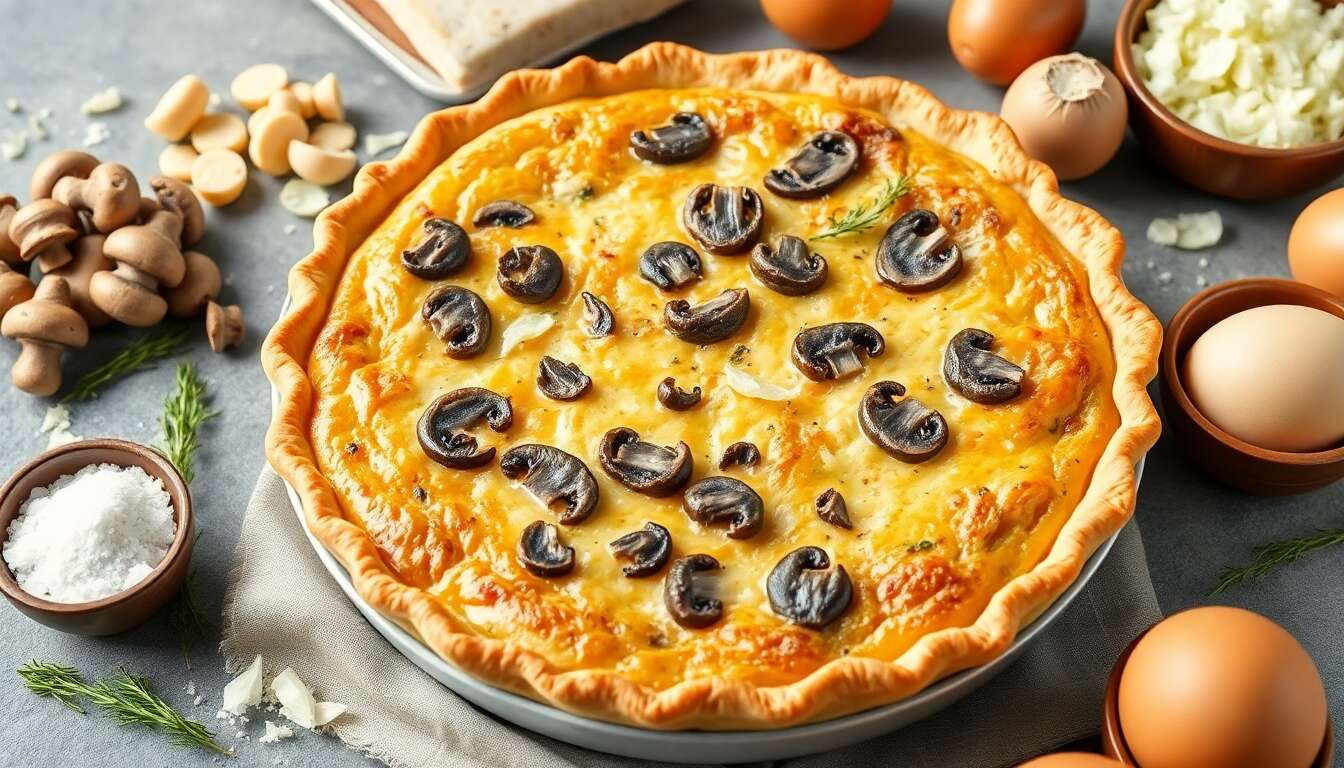 Recette de quiche aux champignons et oignons savoureuse