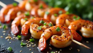 Brochettes de crevettes marinées : recette facile et savoureuse
