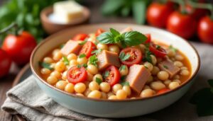Recette de haricots blancs à la tomate et poitrine de porc