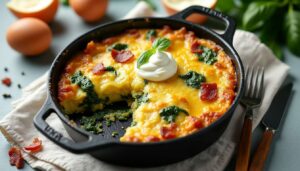 Gratin d’épinards : lardons et œufs pour un délice crémeux