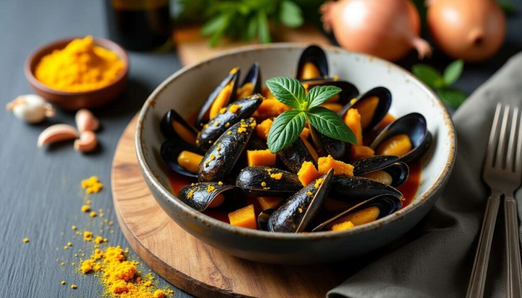Moules marinière à la crème et au curry : recette gourmande