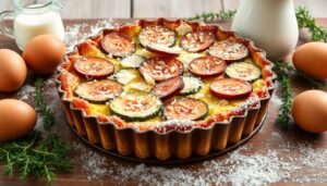 Clafoutis salé courgette, chorizo et parmesan : une recette savoureuse