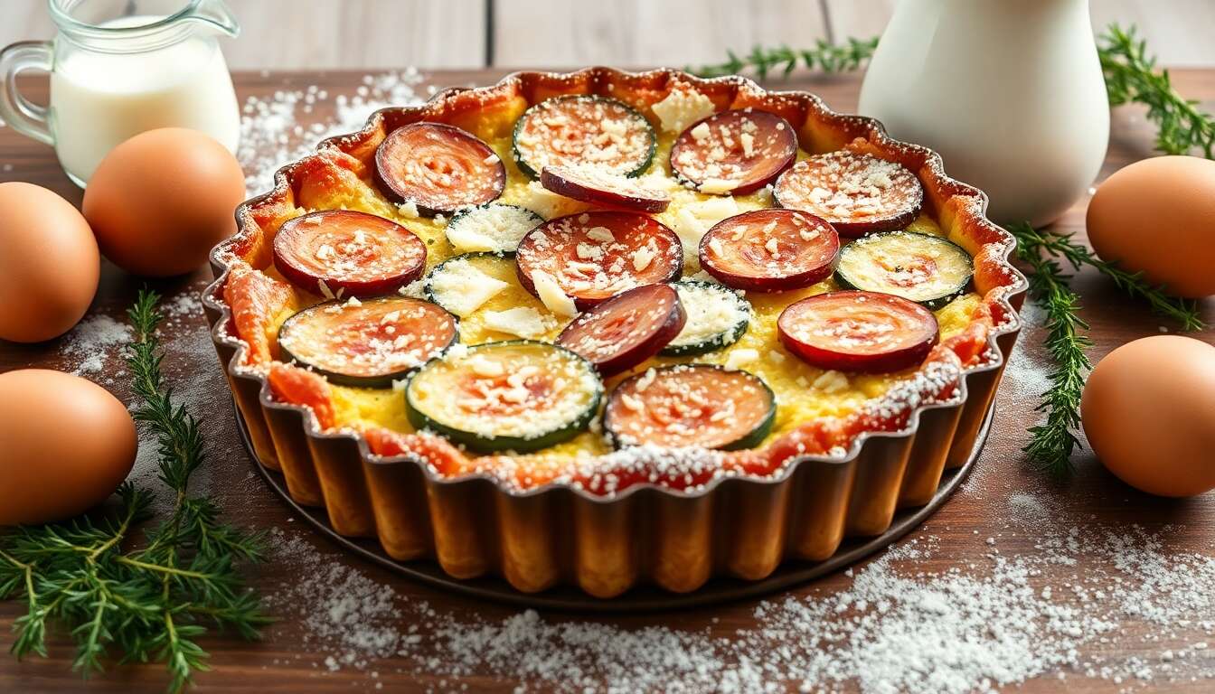 Clafoutis salé courgette, chorizo et parmesan : une recette savoureuse