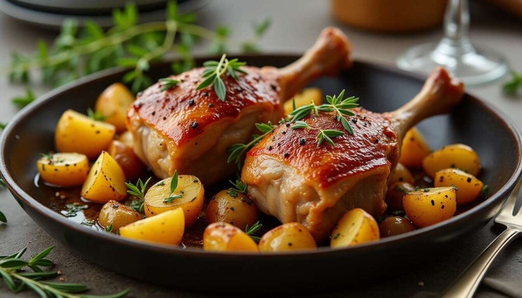 Cuisses de canard et pommes de terre au four : une recette savoureuse