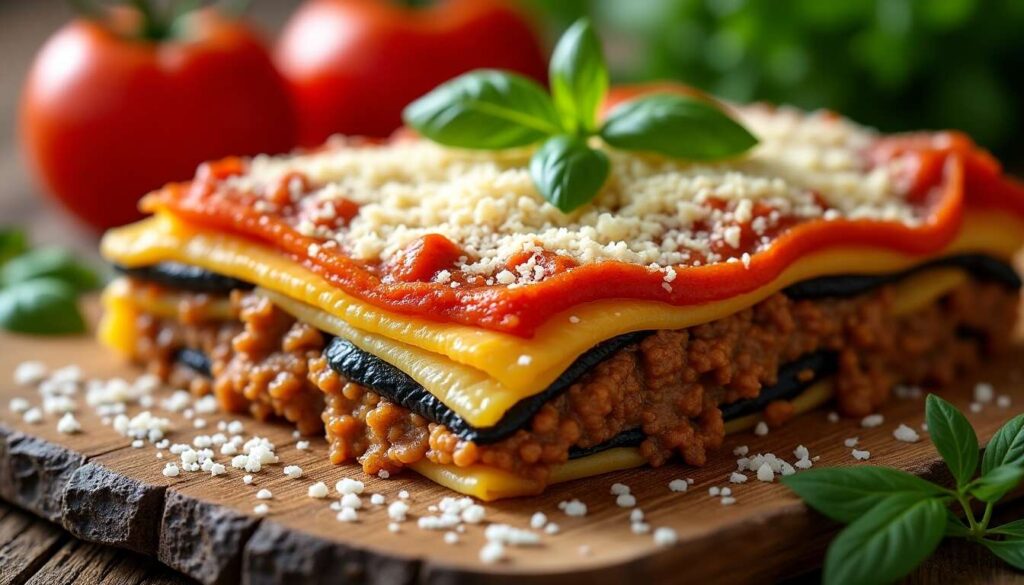 Lasagnes légères d&rsquo;aubergines au boeuf