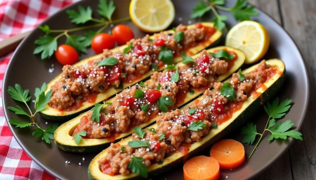 Courgettes rondes farcies à la viande hachée : recette savoureuse
