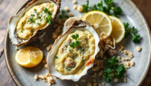 Huîtres gratinées au beurre persillé : recette savoureuse et facile