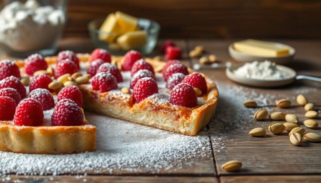 Tarte framboises et pistaches : recette gourmande