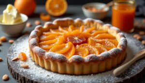 Fenetra : tarte toulousaine abricots, citron confit et amandes