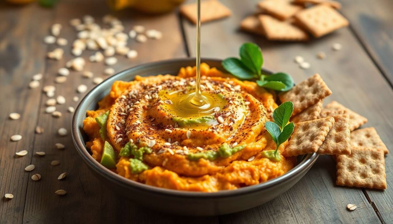 Guacamole de patate douce et crackers aux céréales : recette gourmande