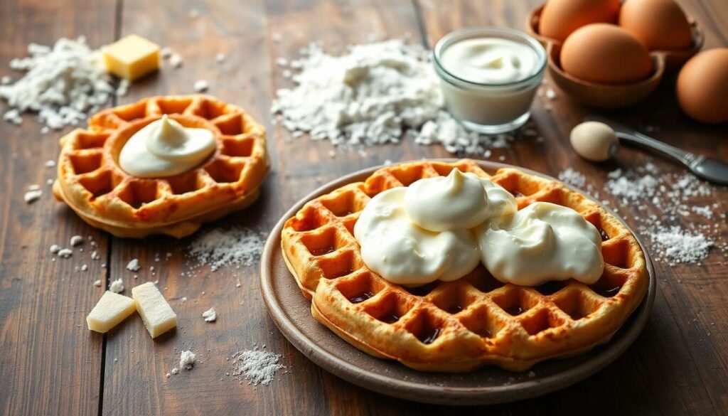 Gaufres salées à la crème et fromage frais : recette savoureuse