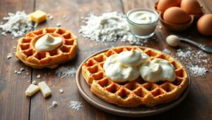 Gaufres salées à la crème et fromage frais : recette savoureuse