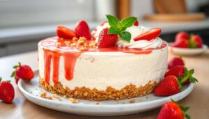 Cheesecake Glacé Fraise-Basilic : recette Gourmande