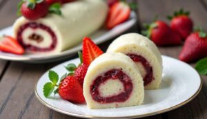 Biscuit roulé aux fraises de Cyril Lignac : recette gourmande